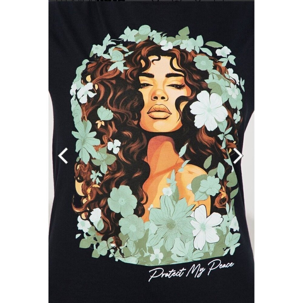 Fashion Nova Top‎ Women's Size 2X Protect My Peace Long Sleeve Shirt Black NWOT - Picture 3 of 7